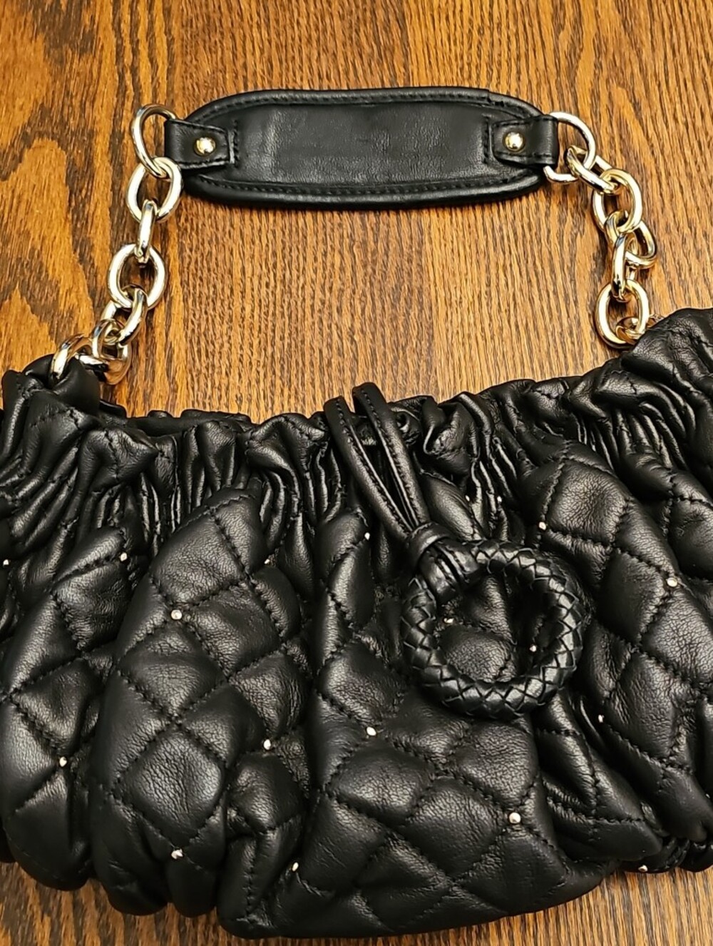 Black Quilted BCBG MAX AZRIA Chain-Handle Women's HAND Bag PURSE BCBGMAXAZRIA